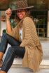 Pointelle Knit Pocket Open Front Cardigan